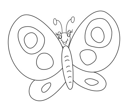 Butterfly outline vector illustration isolated on white background. Coloring book for children.