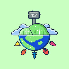 Happy Earth Day Flat Illustration