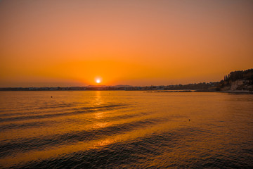 Sunset over black sea-Nesebar from Bulgaria