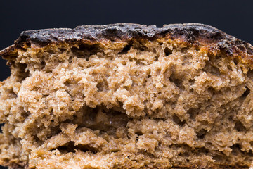 black homemade rye flour bread