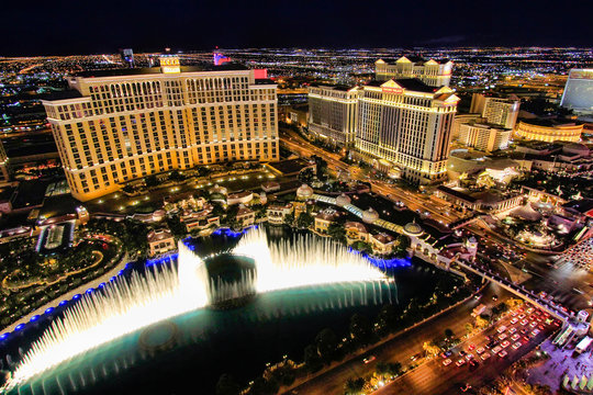 LAS VEGAS, USA - MARCH 18: Fountain show at Bellagio hotel and casino on March 18, 2013 in Las Vegas, USA. Las Vegas is one of the top tourist destinations in the world.
