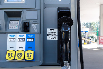 Front view of a gasoline pump with no logos .