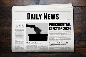 Presidential election 2024 news on daily newspaper.