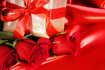 Red Roses. Wedding background. Valentines Day.