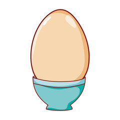 breakfast food boiled egg in cup cartoon isolated icon