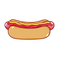 fast food hot dog cartoon isolated icon