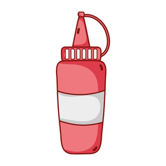 fast food tomato bottle sauce cartoon isolated icon