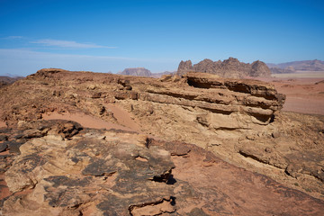 Fototapeta premium Panoramic of the desert of Wadi Rum, Jordan