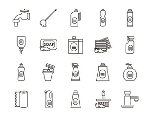 bundle of desinfectants set icons