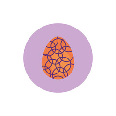easter egg painted with circle pattern block style