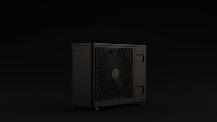 Black Industrial Office Air Conditioner Black Background 3d illustration 3d render