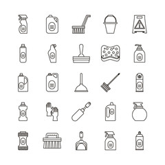 bundle of desinfectants set icons