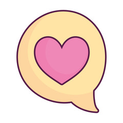 speech bubble love heart message isolated design