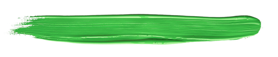 Green chroma brush stroke paiting over isolated background, canvas watercolor texture