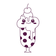 cute food milkshake with fruit sweet dessert kawaii cartoon isolated design line style