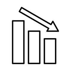 statistics bars with arrow down line style icon