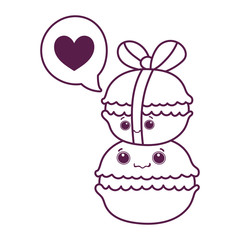 cute food pile of macaroon sweet dessert pastry cartoon isolated design line style