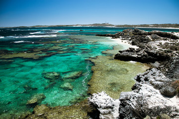 Cristal clear coastal reef in Rottnest island, Perth, Western Australia