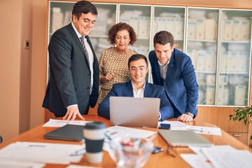 Business lawyers workers meeting at law firm office. Professional executive partners working on finance strategry at the workplace