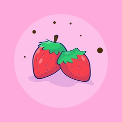 Basic RGB ilustration vector graphic of strawberry. fresh farm organic strawberry, flat Cartoon Style fit for magazine, book, poster, menu cover, web pages.