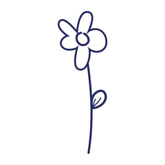 flower stem petals decoration cartoon isolated icon design line style