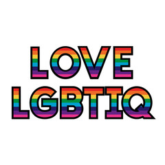 love lgbtiq lettering with flag gay