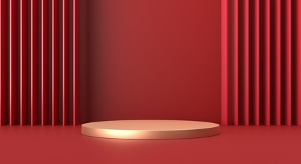 3D rendered red geometry commercial background.