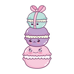 cute food pile of macaroon sweet dessert pastry cartoon isolated design