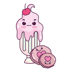 cute food milkshake with cookies sweet dessert pastry cartoon isolated design