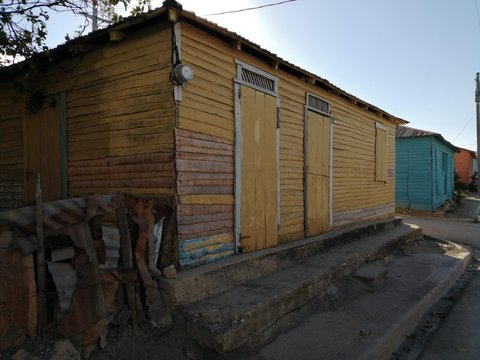 row of huts