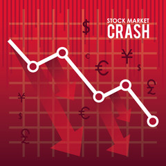 stock market crash with arrows down