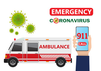 Ambulance service. 911 urgent hospital emergency call.