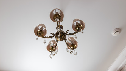 Chandelier on the ceiling. Italian style chandelier. Antique Chandelier. Retro ceiling lamp. Wall lamp.