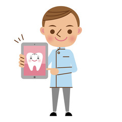タブレット端末を使う歯医者さん