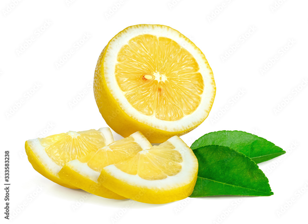 Canvas Prints lemon with leaf isolated on white background ,include clipping path