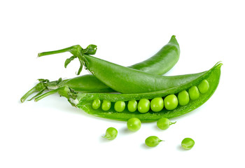 Green peas isolated on white background