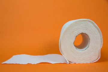 Toilet Paper Roll on Orange Background