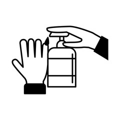 virus covid 19 pandemic hands with liquid soap line style icon