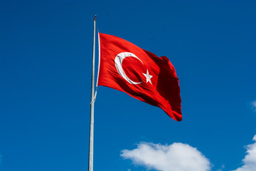 Turkish national flag hang on a pole