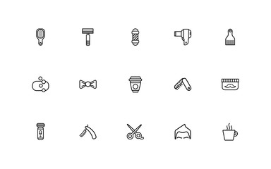 bundle of barber shop set line style icons