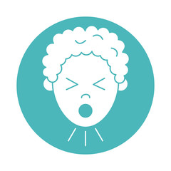 virus covid 19 pandemic boy coughing symptom block style icon