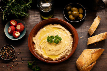 Hummus , Vegetarian diet food.