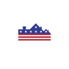 USA real estate company emblem idea. American flag colors
