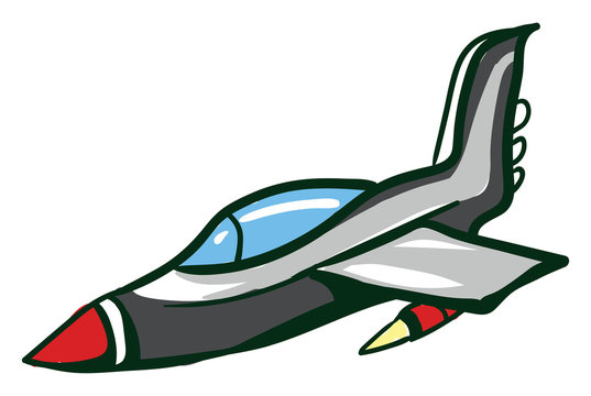 Naval Military Fighter, Illustration, Vector On White Background