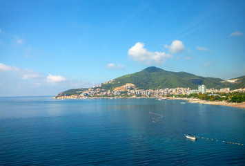 Obraz premium Montenegro coastal panorama of Budva town 