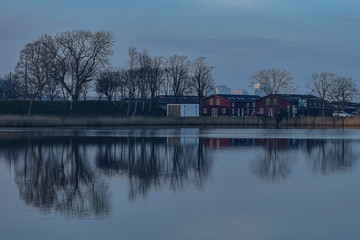 Fototapeta premium cold sunset on the city, Copenhague denmark