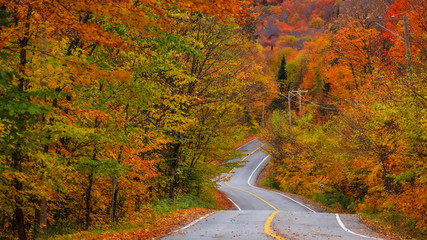 Obraz premium Scenic autumn drive in rural Quebec