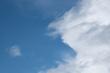 Puffy white clouds on a blue-sky day, as a nature background