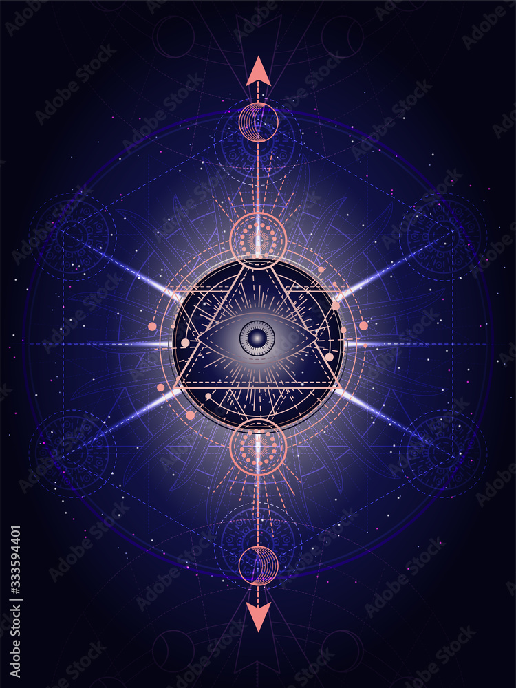 Canvas Prints vector illustration of sacred geometry symbol on abstract background.