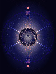 Vector illustration of Sacred geometry symbol on abstract background.